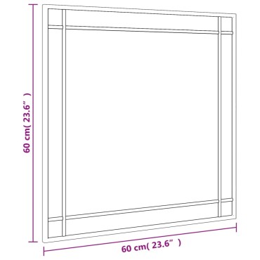 vidaXL Καθρέφτης Τοίχου Τετράγωνος Μαύρος 60 x 60 εκ. από Σίδερο