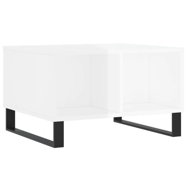 vidaXL Τραπεζάκι Σαλονιού Γυαλ. Λευκό 60x50x36,5cm Επεξεργ. Ξύλο 1 τεμ.