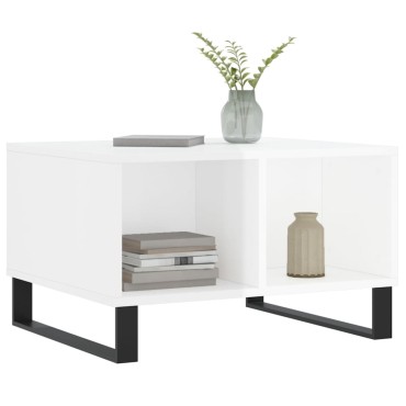 vidaXL Τραπεζάκι Σαλονιού Γυαλ. Λευκό 60x50x36,5cm Επεξεργ. Ξύλο 1 τεμ.