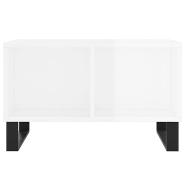 vidaXL Τραπεζάκι Σαλονιού Γυαλ. Λευκό 60x50x36,5cm Επεξεργ. Ξύλο 1 τεμ.