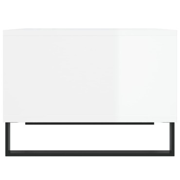 vidaXL Τραπεζάκι Σαλονιού Γυαλ. Λευκό 60x50x36,5cm Επεξεργ. Ξύλο 1 τεμ.