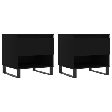 vidaXL Τραπεζάκια Σαλονιού 2 τεμ. Μαύρα 50x46x50cm Επεξεργασμένο Ξύλο
