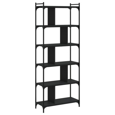 vidaXL Βιβλιοθήκη 6 Επιπέδων Μαύρη 76x32x192cm από Επεξεργ. Ξύλο 1 τεμ.