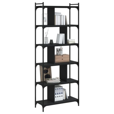 vidaXL Βιβλιοθήκη 6 Επιπέδων Μαύρη 76x32x192cm από Επεξεργ. Ξύλο 1 τεμ.