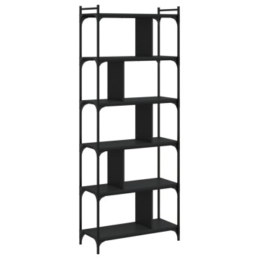vidaXL Βιβλιοθήκη 6 Επιπέδων Μαύρη 76x32x192cm από Επεξεργ. Ξύλο 1 τεμ.