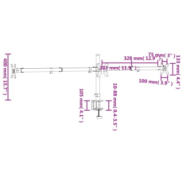 vidaXL Βάση Οθόνης Τριπλή VESA Μαύρη 75/100 χιλ. από Ατσάλι