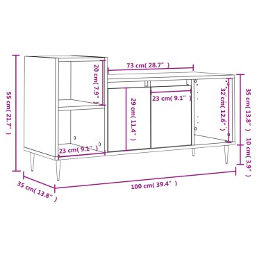 vidaXL Έπιπλο Τηλεόρασης Λευκό 100x35x55cm Επεξεργασμένο Ξύλο