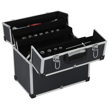 vidaXL Εργαλειοθήκη Μαύρη 38 x 22,5 x 34 εκ. από Αλουμίνιο