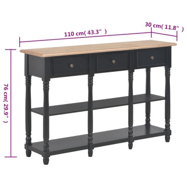 vidaXL Τραπέζι Κονσόλα Μαύρο 110x30x76cm από Επεξεργασμένο Ξύλο