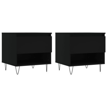 vidaXL Τραπεζάκια Σαλονιού 2 τεμ. Μαύρα 50x46x50cm Επεξεργασμένο Ξύλο
