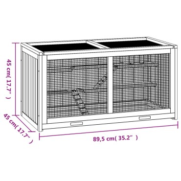 vidaXL Κλουβί Χάμστερ 89,5 x 45 x 45 εκ. από Μασίφ Ξύλο Ελάτης