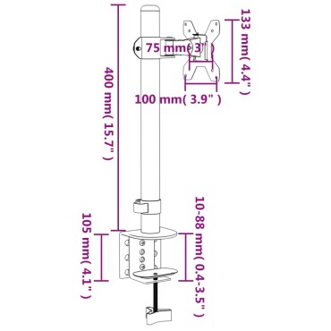 vidaXL Βάση Οθόνης VESA Μαύρη 75/100 χιλ. από Ατσάλι