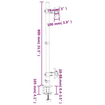 vidaXL Βάση Οθόνης Διπλή VESA Μαύρη 75/100 χιλ. από Ατσάλι