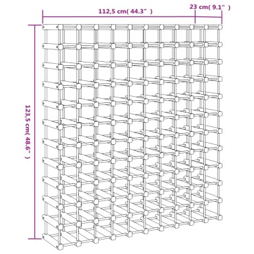 vidaXL Ραφιέρα Κρασιών 120 Κρασιά 112,5x23x123,5cm Μασίφ Ξύλο Πεύκου 1 τεμ.