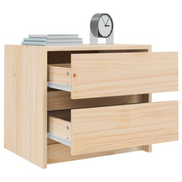 vidaXL Κομοδίνο Λευκό 40x31x35,5cm από Μασίφ Ξύλο Πεύκου 1 τεμ.