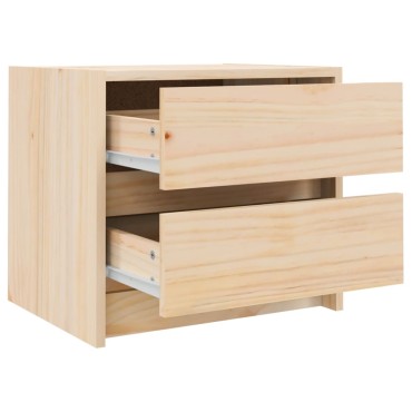 vidaXL Κομοδίνο Λευκό 40x31x35,5cm από Μασίφ Ξύλο Πεύκου 1 τεμ.