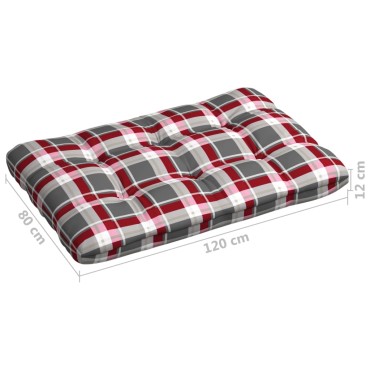 vidaXL Μαξιλάρι Παλέτας Κόκκινο Καρό 120x80x12cm Υφασμάτινο
