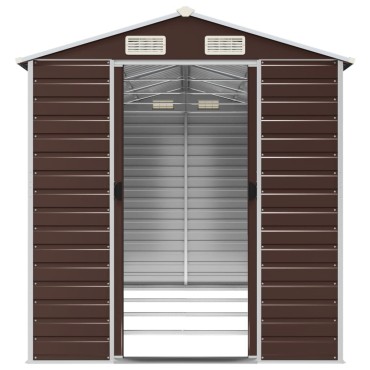 vidaXL Αποθήκη Κήπου Καφέ 191x385x198 εκ. Γαλβανισμένο Ατσάλι