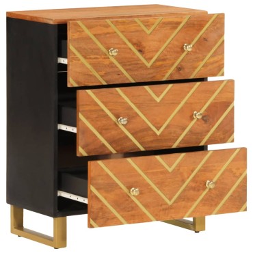 vidaXL Βοηθητικό Έπιπλο Καφέ/Μαύρο 60x33,5x75cm Μασίφ Ξύλο Μάνγκο 1 τεμ.