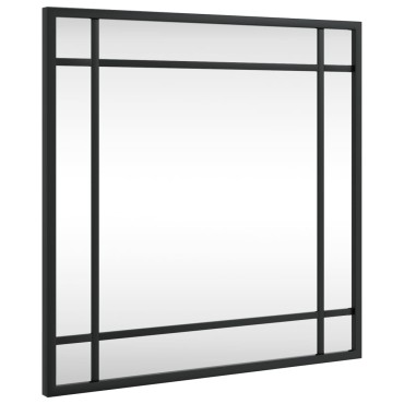 vidaXL Καθρέφτης Τοίχου Τετράγωνος Μαύρος 40 x 40 εκ. από Σίδερο