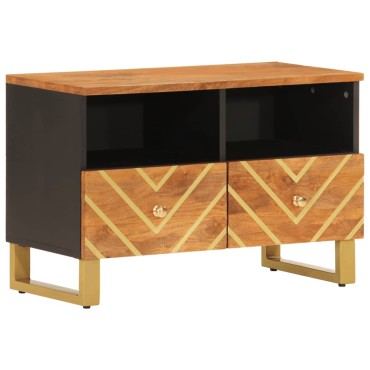 vidaXL Έπιπλο Τηλεόρασης Καφέ/Μαύρο 70x33,5x46cm Μασίφ Ξύλο Μάνγκο