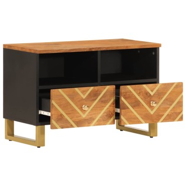vidaXL Έπιπλο Τηλεόρασης Καφέ/Μαύρο 70x33,5x46cm Μασίφ Ξύλο Μάνγκο