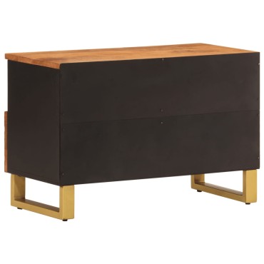 vidaXL Έπιπλο Τηλεόρασης Καφέ/Μαύρο 70x33,5x46cm Μασίφ Ξύλο Μάνγκο