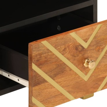 vidaXL Έπιπλο Τηλεόρασης Καφέ/Μαύρο 70x33,5x46cm Μασίφ Ξύλο Μάνγκο