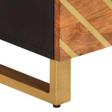 vidaXL Έπιπλο Τηλεόρασης Καφέ/Μαύρο 70x33,5x46cm Μασίφ Ξύλο Μάνγκο