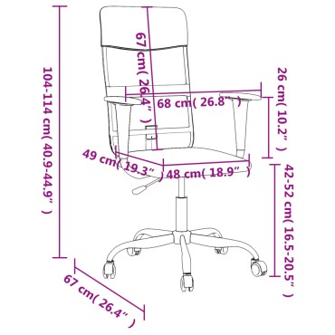 vidaXL Καρέκλα Γραφείου Ρυθμιζόμενο Ύψος Αν. Γκρι από Ύφασμα 68x67x104-114cm 1 τεμ.