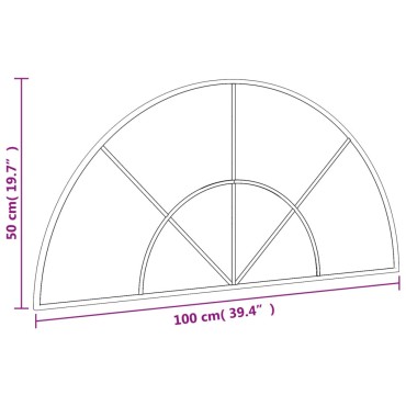 vidaXL Καθρέφτης Τοίχου Αψίδα Μαύρος 100 x 50 εκ. από Σίδερο