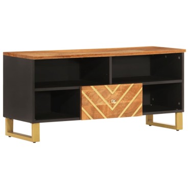 vidaXL Έπιπλο Τηλεόρασης Καφέ/Μαύρο 100x33,5x46cm Μασίφ Ξύλο Μάνγκο