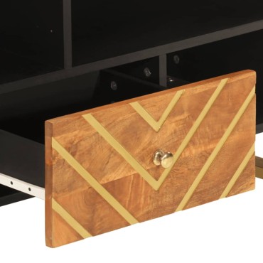 vidaXL Έπιπλο Τηλεόρασης Καφέ/Μαύρο 100x33,5x46cm Μασίφ Ξύλο Μάνγκο
