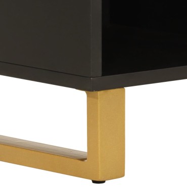vidaXL Έπιπλο Τηλεόρασης Καφέ/Μαύρο 100x33,5x46cm Μασίφ Ξύλο Μάνγκο