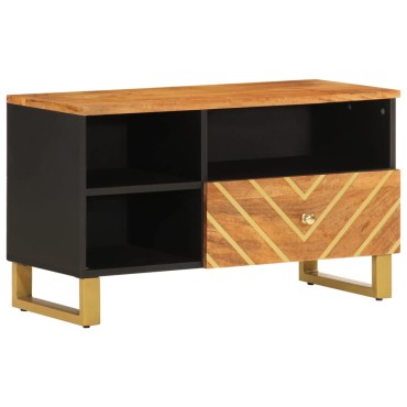 vidaXL Έπιπλο Τηλεόρασης Καφέ/Μαύρο 80x33,5x46cm Μασίφ Ξύλο Μάνγκο