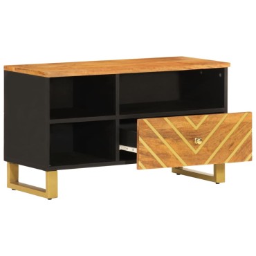 vidaXL Έπιπλο Τηλεόρασης Καφέ/Μαύρο 80x33,5x46cm Μασίφ Ξύλο Μάνγκο