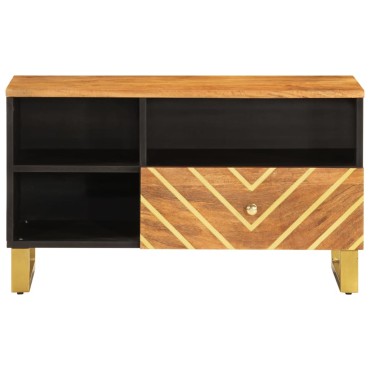 vidaXL Έπιπλο Τηλεόρασης Καφέ/Μαύρο 80x33,5x46cm Μασίφ Ξύλο Μάνγκο