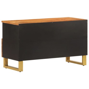 vidaXL Έπιπλο Τηλεόρασης Καφέ/Μαύρο 80x33,5x46cm Μασίφ Ξύλο Μάνγκο