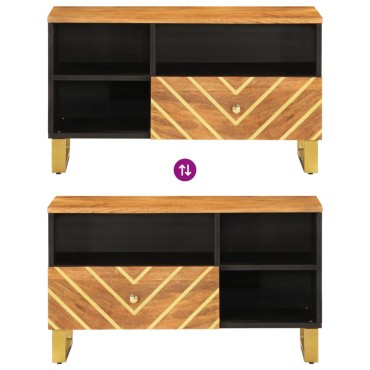vidaXL Έπιπλο Τηλεόρασης Καφέ/Μαύρο 80x33,5x46cm Μασίφ Ξύλο Μάνγκο