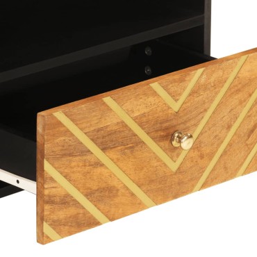 vidaXL Έπιπλο Τηλεόρασης Καφέ/Μαύρο 80x33,5x46cm Μασίφ Ξύλο Μάνγκο
