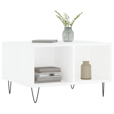 vidaXL Τραπεζάκι Σαλονιού Γυαλ. Λευκό 60x50x36,5cm Επεξεργ. Ξύλο 1 τεμ.