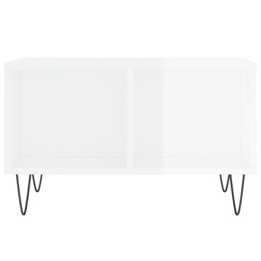 vidaXL Τραπεζάκι Σαλονιού Γυαλ. Λευκό 60x50x36,5cm Επεξεργ. Ξύλο 1 τεμ.