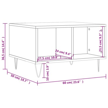 vidaXL Τραπεζάκι Σαλονιού Γυαλ. Λευκό 60x50x36,5cm Επεξεργ. Ξύλο 1 τεμ.