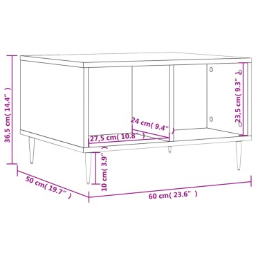 vidaXL Τραπεζάκι Σαλονιού Καπνιστή Δρυς 60x50x36,5cm Επεξεργασμ. Ξύλο 1 τεμ.