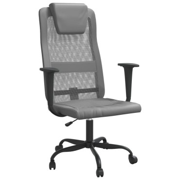 vidaXL Καρέκλα Γραφείου Ρυθμ. Ύψος Μαύρη Διχτυωτό Ύφασμα/Συνθ. Δέρμα 67x68x106-116cm 1 τεμ.