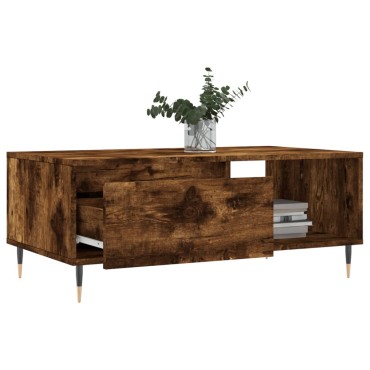 vidaXL Τραπεζάκι Σαλονιού Καπνιστή Δρυς 90x50x36,5cm Επεξεργ. Ξύλο 1 τεμ.