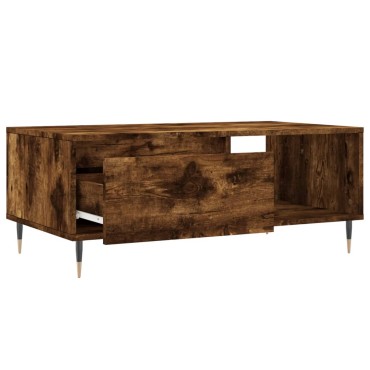 vidaXL Τραπεζάκι Σαλονιού Καπνιστή Δρυς 90x50x36,5cm Επεξεργ. Ξύλο 1 τεμ.