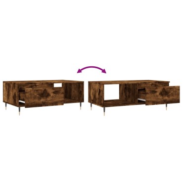 vidaXL Τραπεζάκι Σαλονιού Καπνιστή Δρυς 90x50x36,5cm Επεξεργ. Ξύλο 1 τεμ.