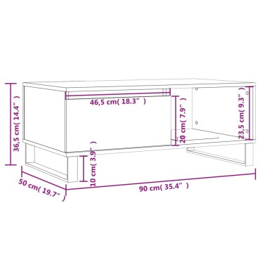vidaXL Τραπεζάκι Σαλονιού Καπνιστή Δρυς 90x50x36,5cm Επεξεργ. Ξύλο 1 τεμ.