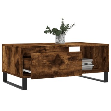vidaXL Τραπεζάκι Σαλονιού Καπνιστή Δρυς 90x50x36,5cm Επεξεργ. Ξύλο 1 τεμ.